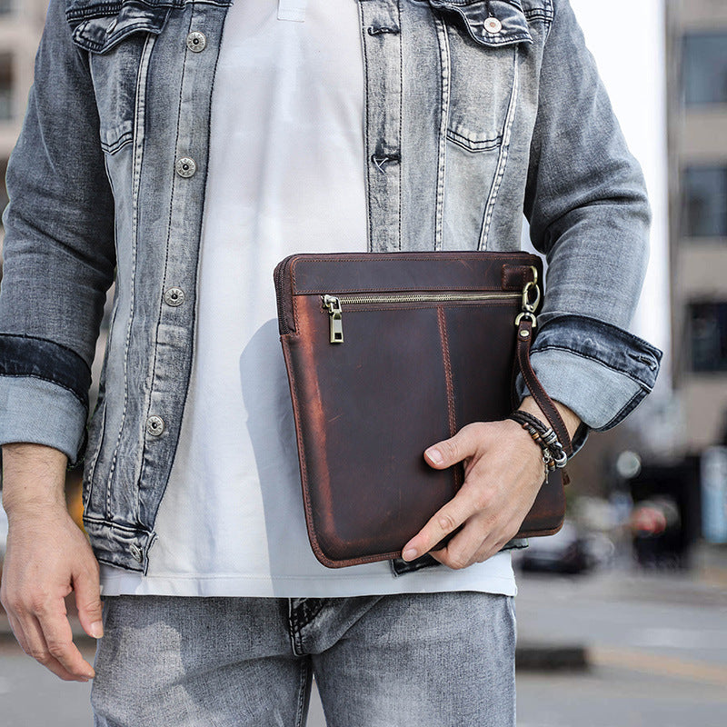 Retro Crazy Horse Leather Case Notebook Computer Bag