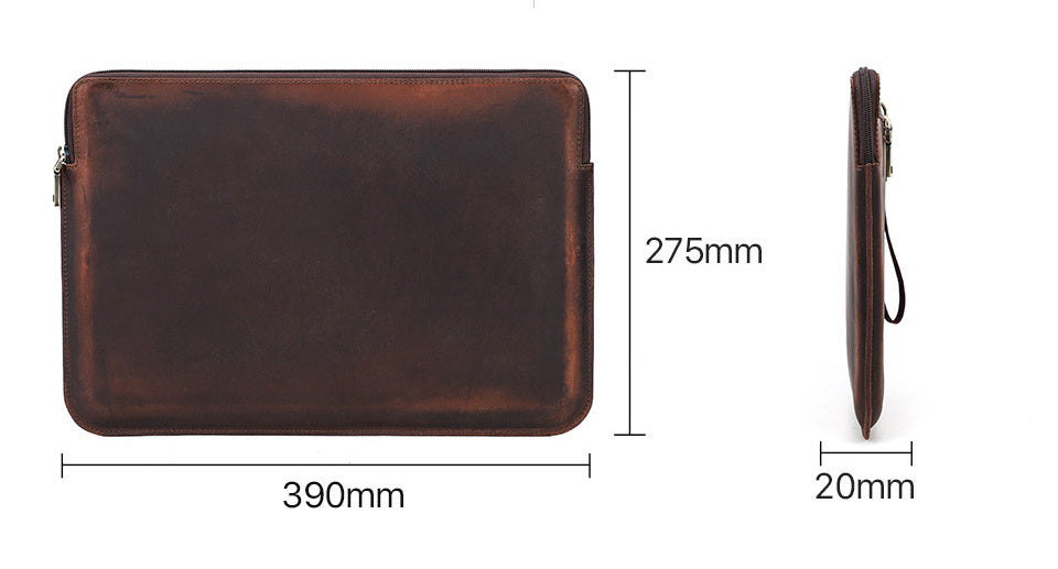 Retro Crazy Horse Leather Case Notebook Computer Bag
