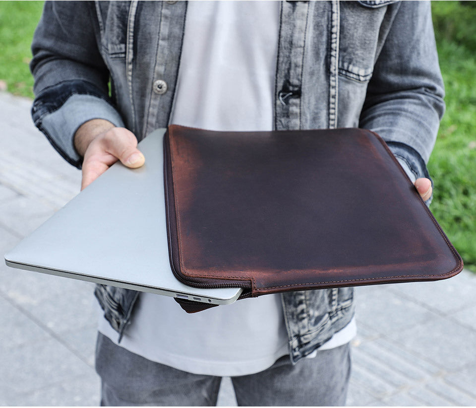 Retro Crazy Horse Leather Case Notebook Computer Bag