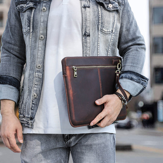 Retro Crazy Horse Leather Case Notebook Computer Bag